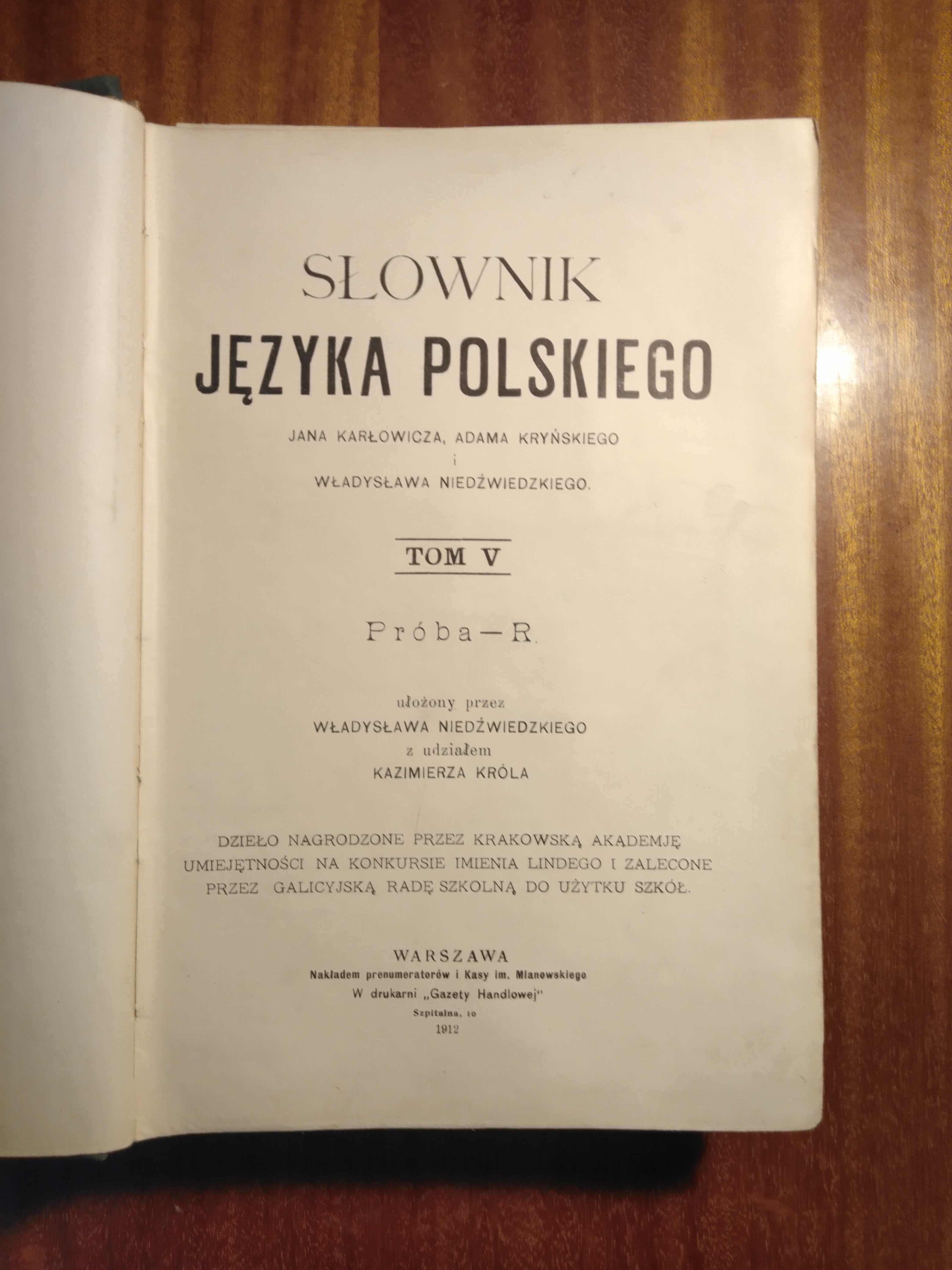 Słownik Języka Polskiego - 1912 - Tom V (z 8)
