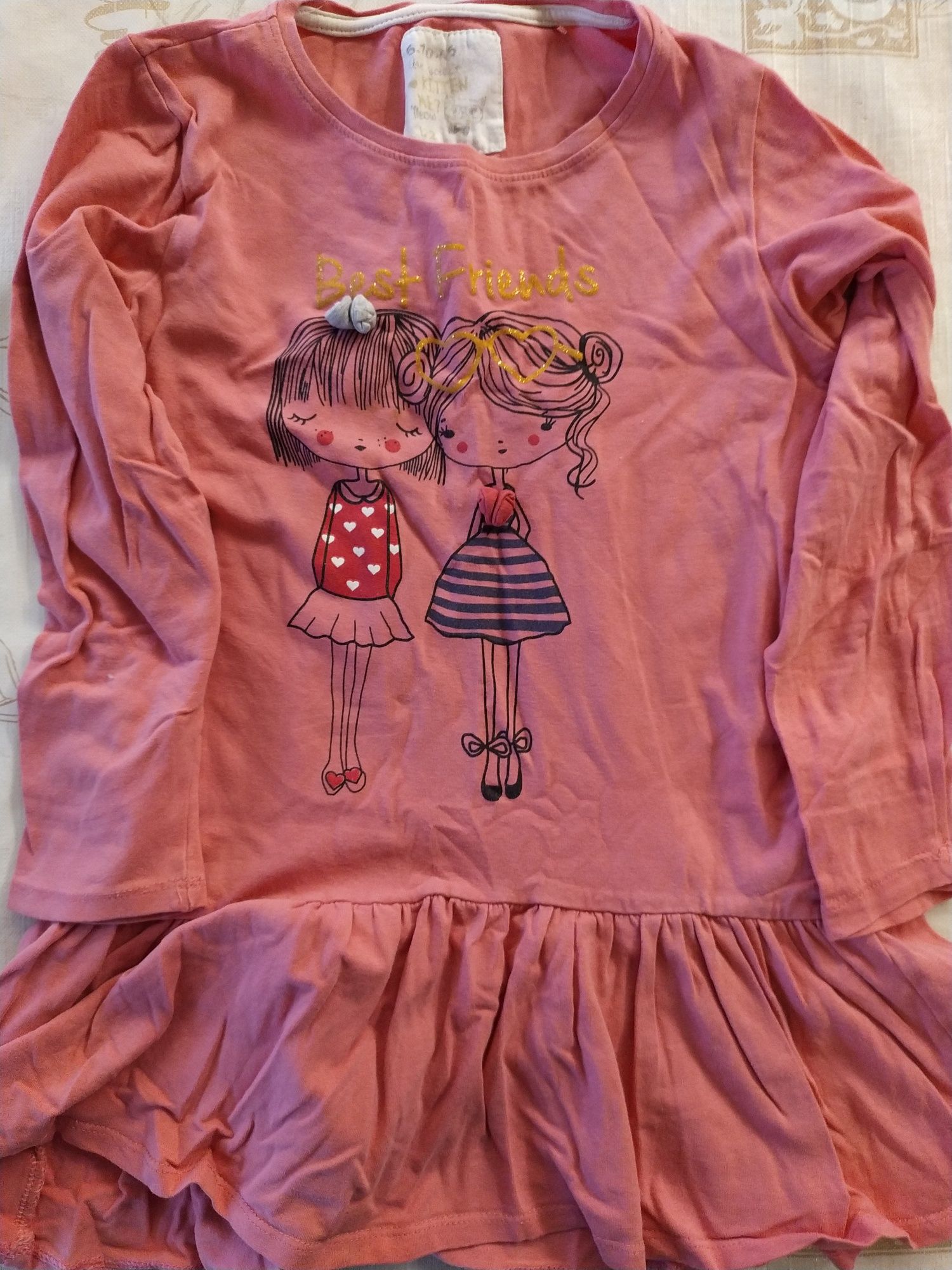 Bluzka tunika różowa dziewczęca 51015 długi rękaw 122