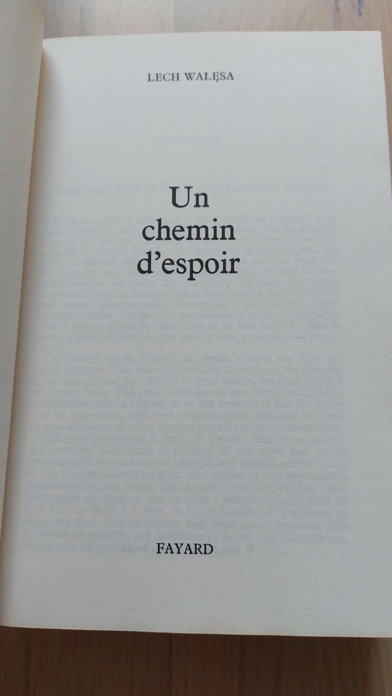 Lech Wałęsa, "Un chemin d'espoir", autobiographie, książka
