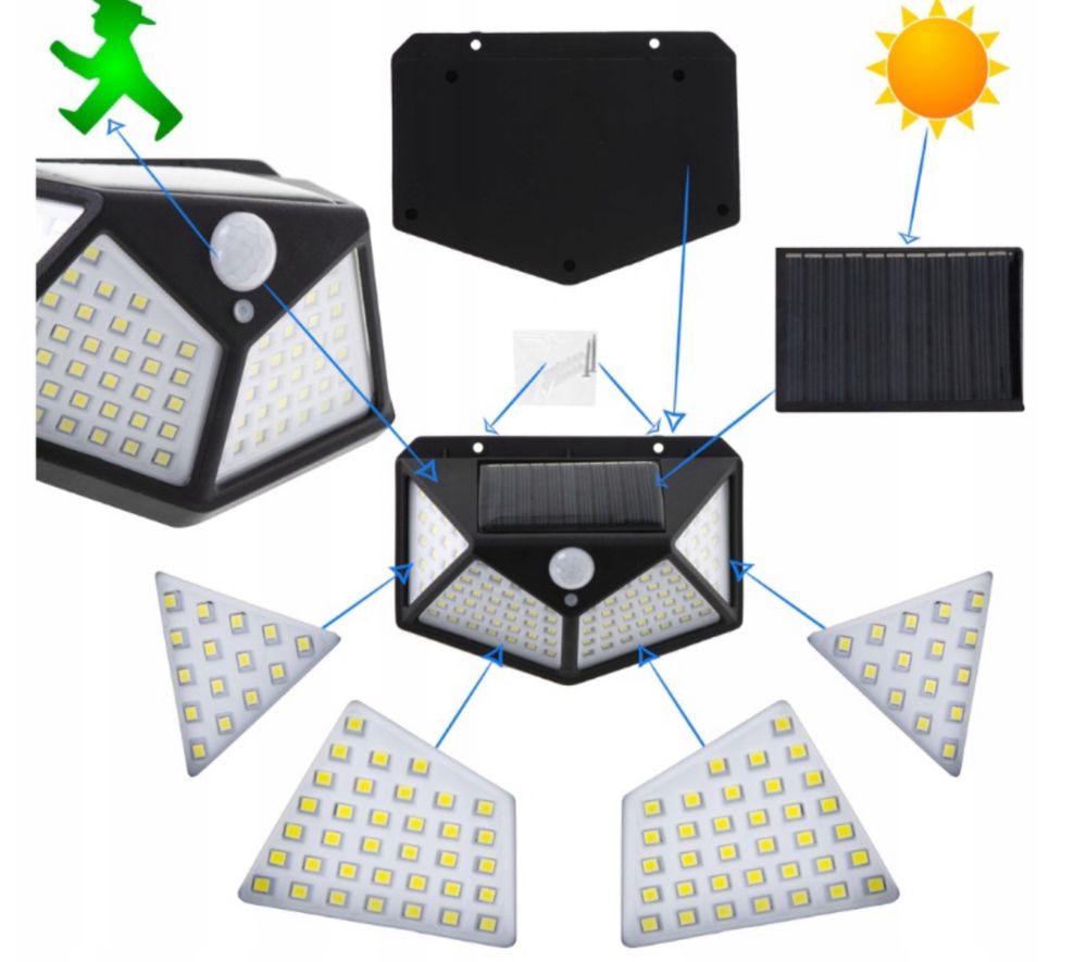 Lampa solarna czujnik ruchu i zmierzchu 100 LED