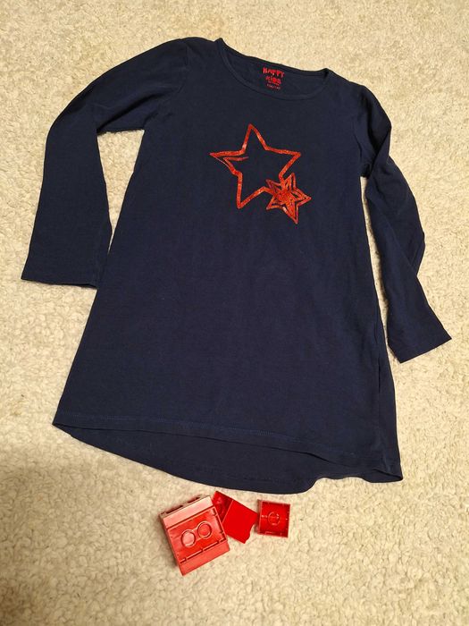 Bluzka dla dziewczynki z czerwonymi i brokatowymi gwiazdami -nowa