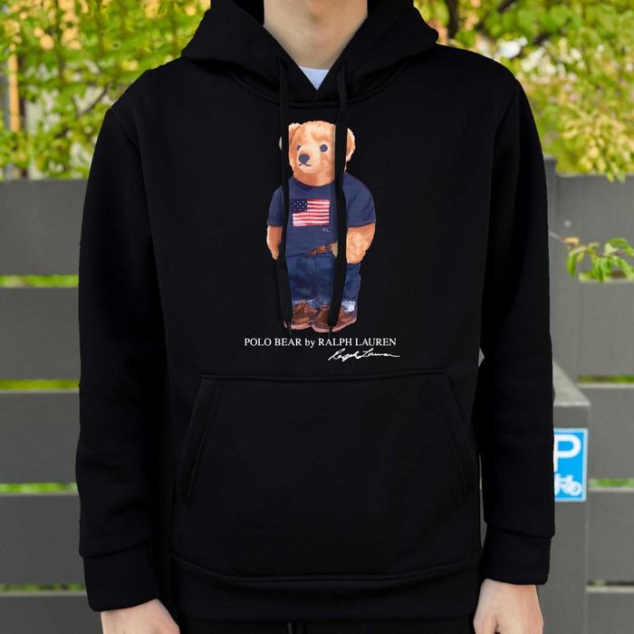 Черное Худи Ralph Lauren — BIG Logo — USA Bear — XS S M L XL XXL