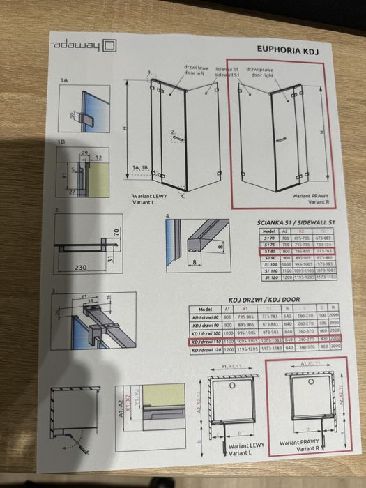 Kabina prysznicowa RADAWAY EUPHORIA 1100x800