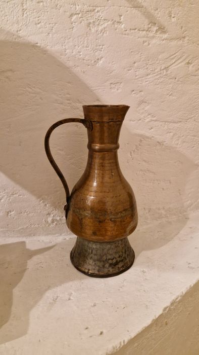 Stary DZBANEK WAZON z uchem  miedziano- srebrny  vintage dekoracja
