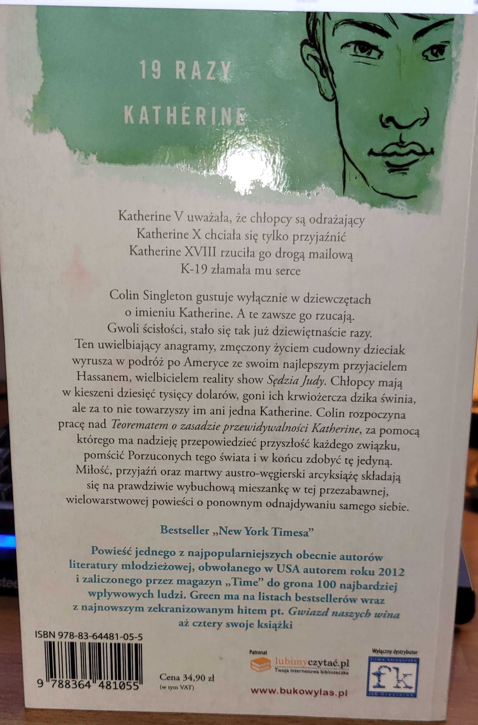 Książka 19 razy Katherine, John Green