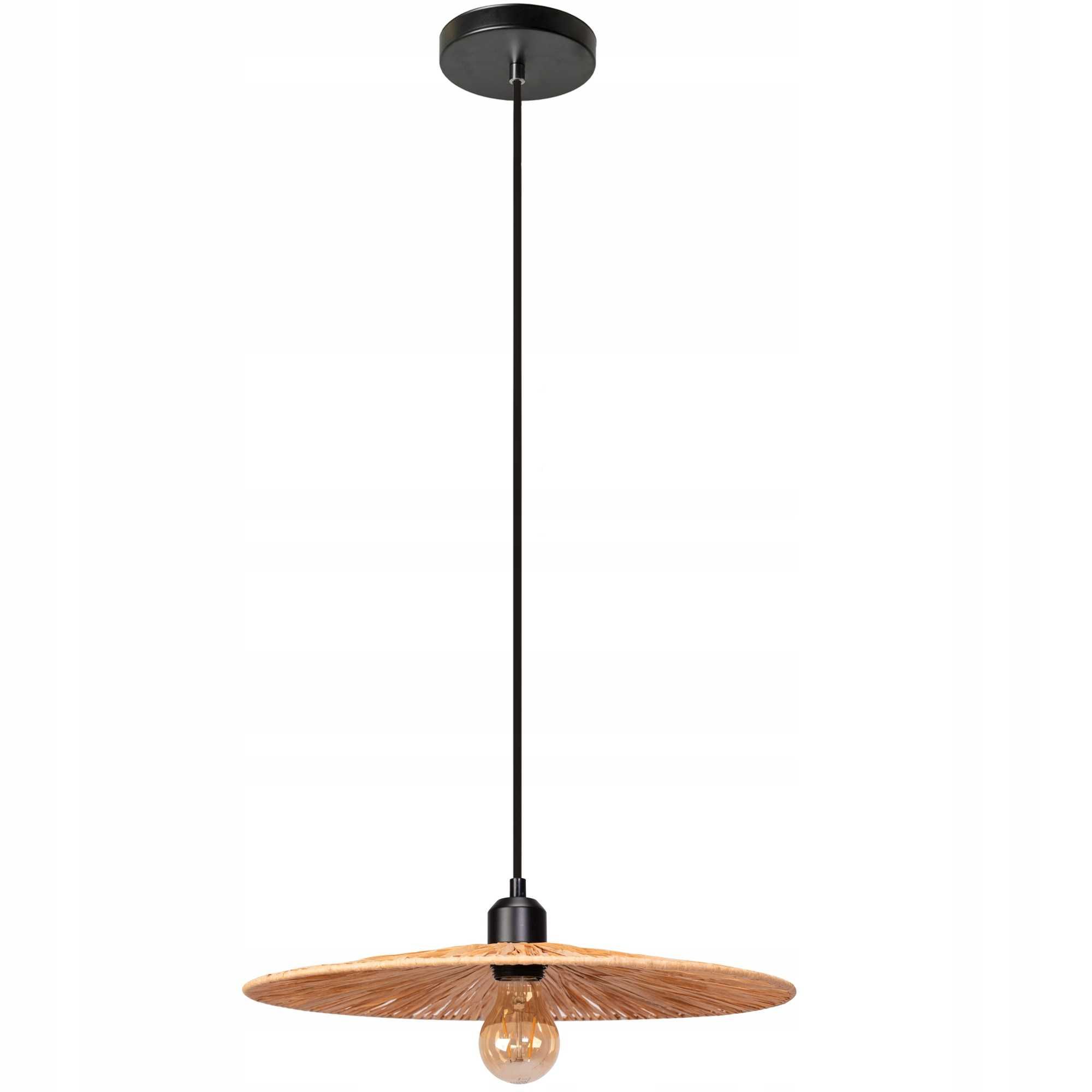 LAMPA WISZĄCA PLECIONA boho naturalna brąz kapelusz 40 CM APP1311