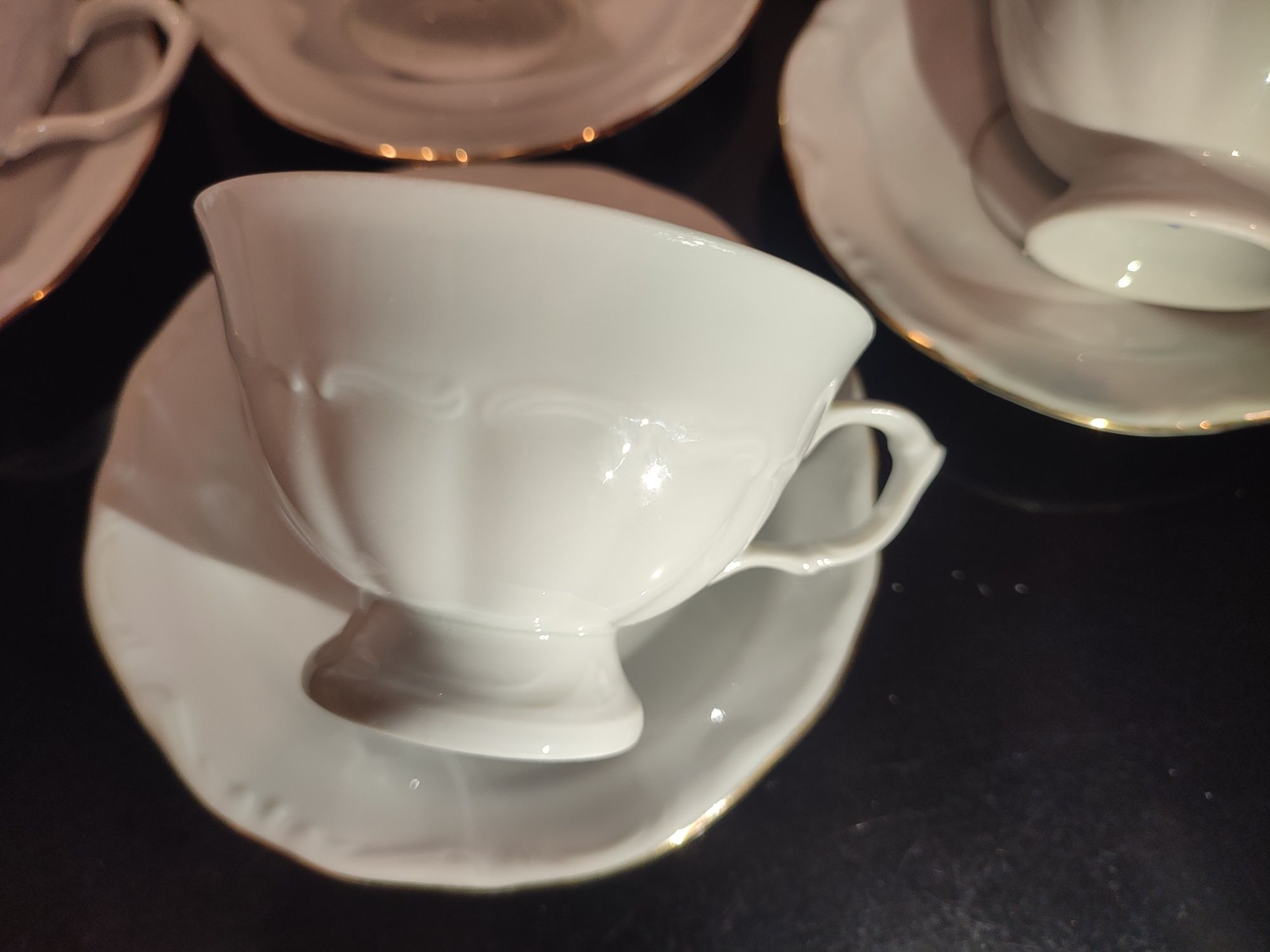 Śliczny zestaw filiżanka ze spodkiem porcelana Wałbrzych