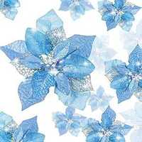 24 sztuki brokatowe Poinsettia kwiaty sztuczne  (niebieskie)