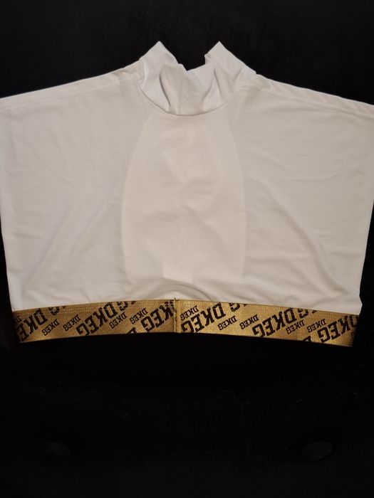 Ekskluzywne bokserki męskie-Biale ze złoto-czarnym pasem