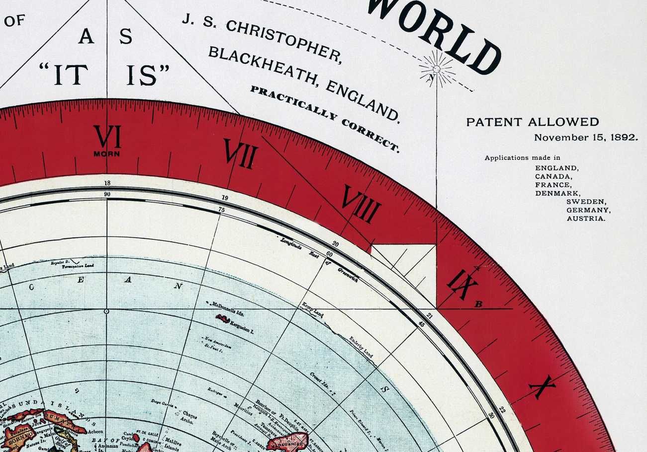 Plaska ziemia Mapa Świata Gleason 1892r. Odnowiona Flat Earth 100x70