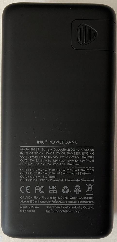 Power Bank INIU 100W 25000mAh szybkie ładowanie laptopa i telefonu