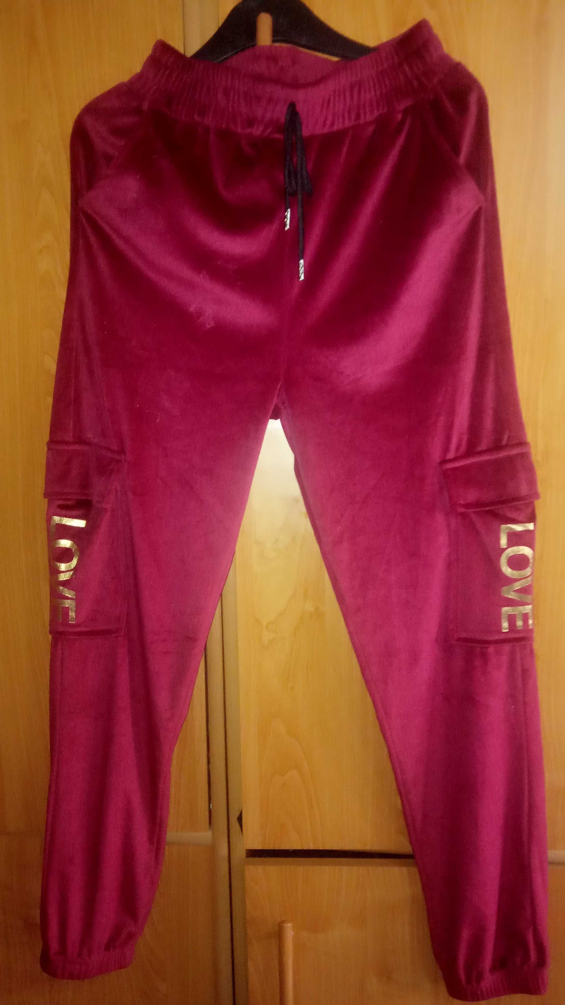 Nowe spodnie welurowe dresowe z kieszeniami roz S/M od 12 lat w górę