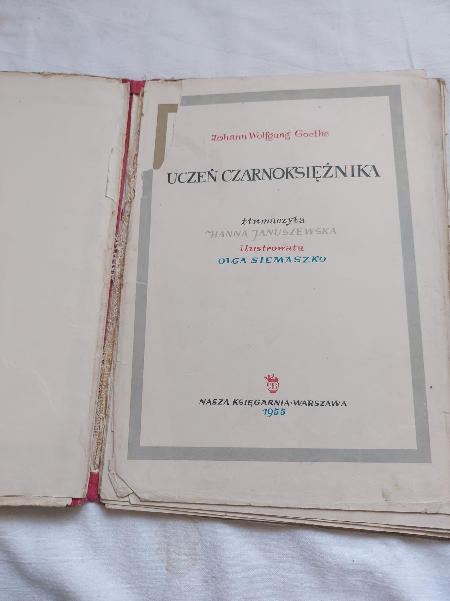 Goethe - Uczeń Czarnoksiężnika (wydanie z 1955)

odbiór osobisty: Wars