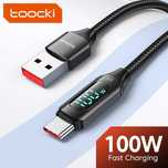 Kabel Szybkiego Ładowania USB do USB-C 100W Przewód 2m Toocki z LED