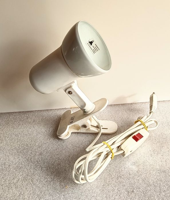 Lampa Biała na klips do biurka lub na półkę nowa + żarówka lustrzana.