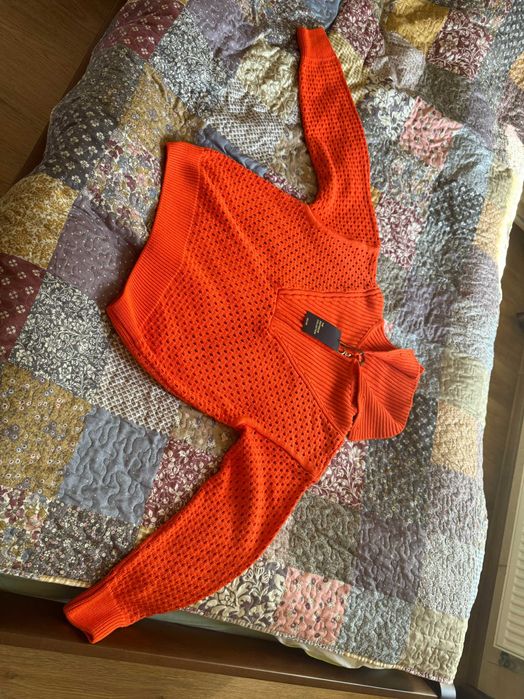 Свитер на молнии оранжевый Dilvin (Турция) One Size новый Акрил 100%