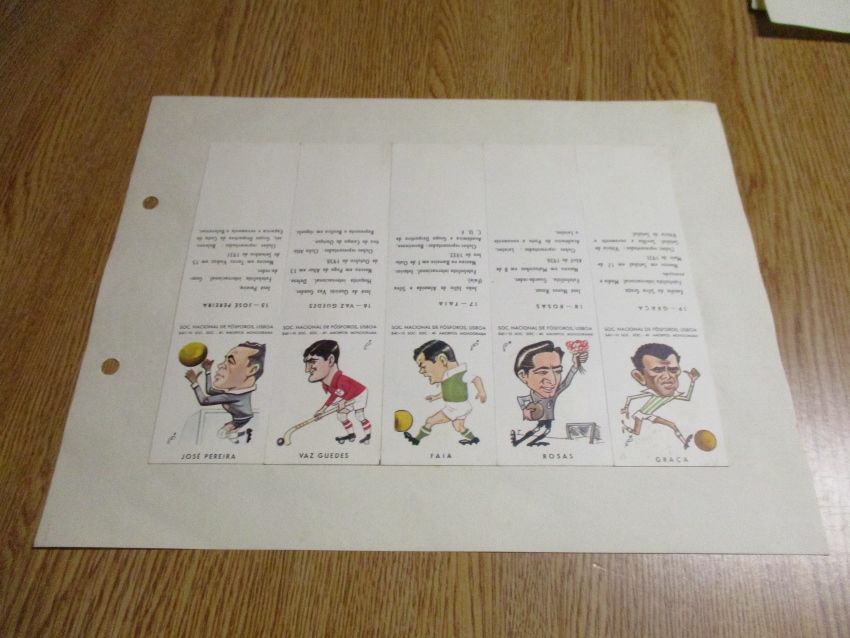 Carteiras antigas fósforos Futebol caricaturas desporto Cromos
