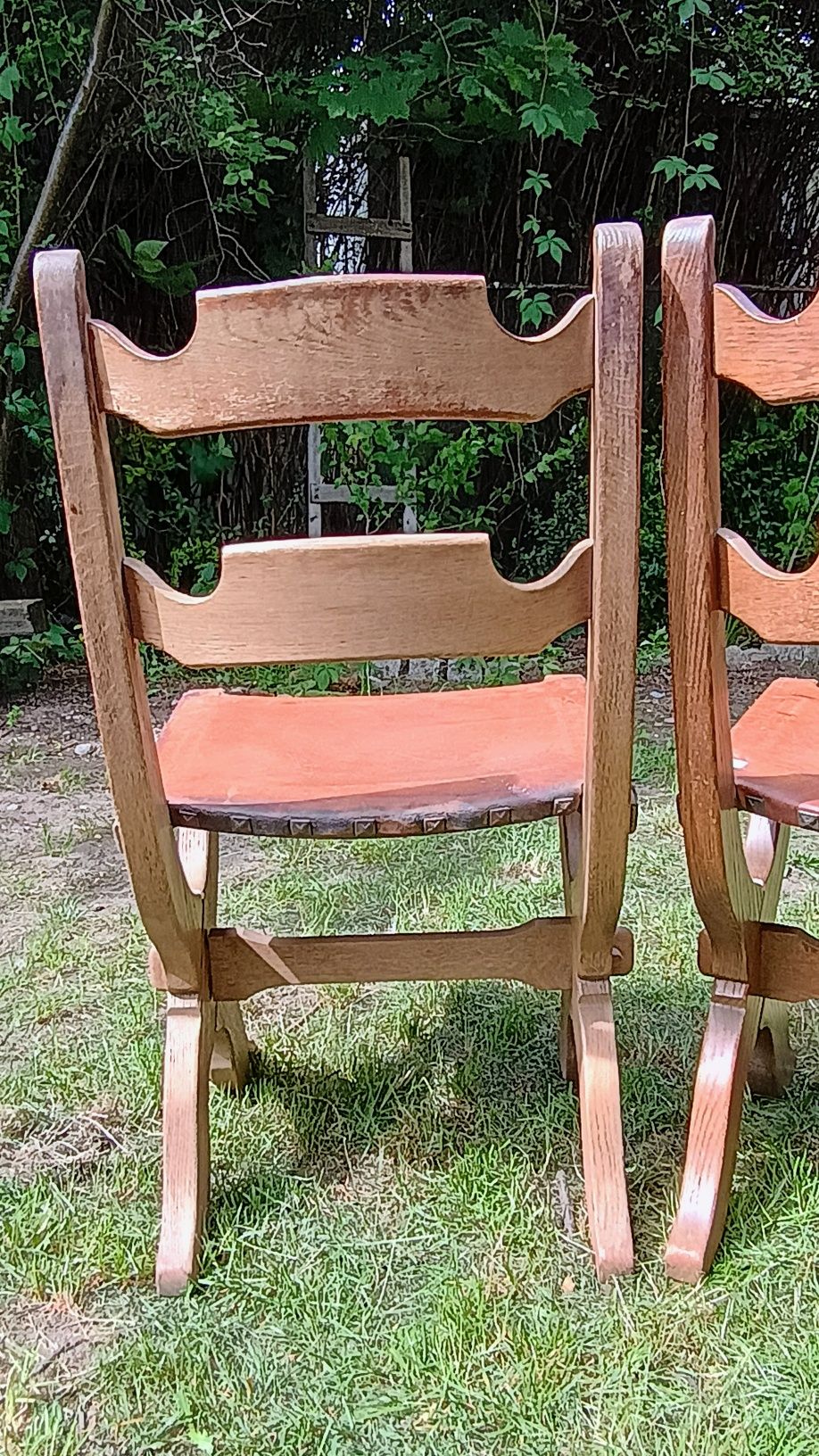 Stare krzesła dąb skóra transport