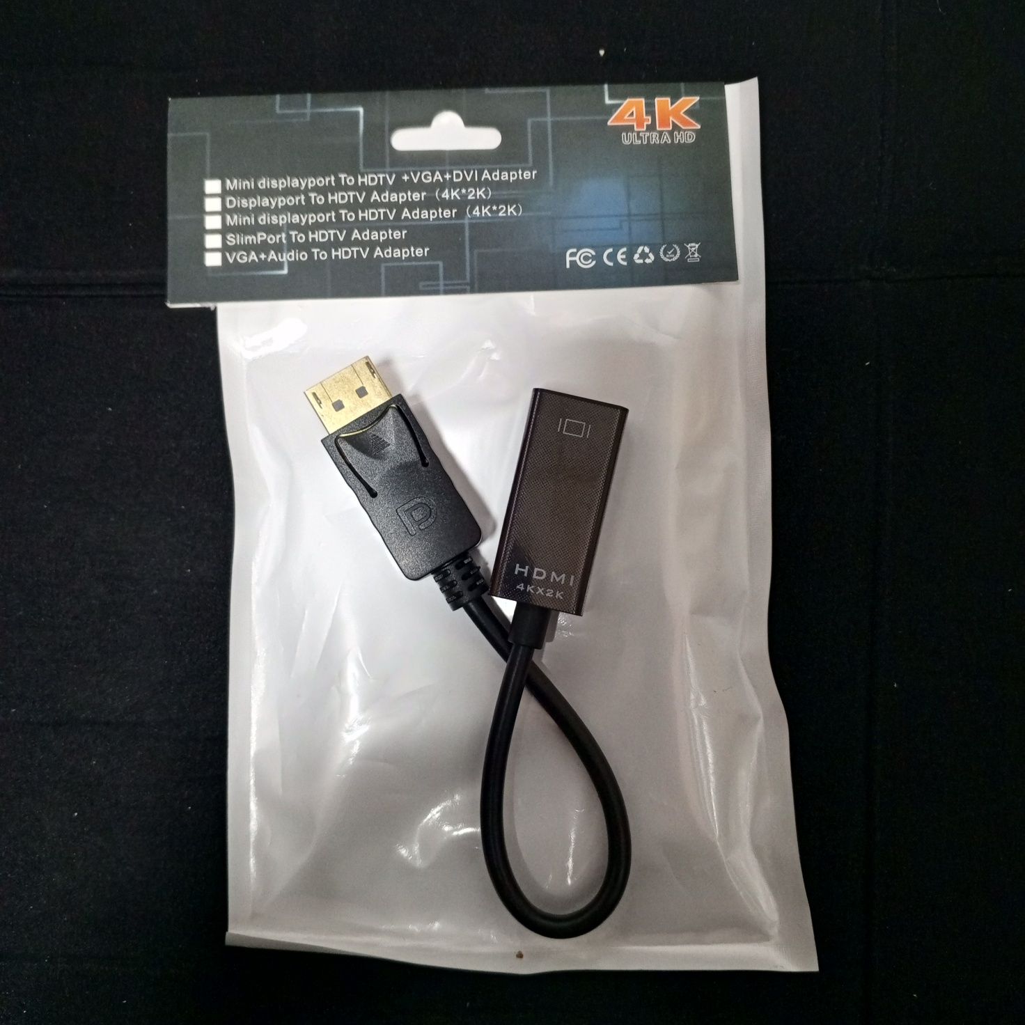 Адаптер STLab DisplayPort - HDMI 4k Ultra HD / 0.15м / Чорний