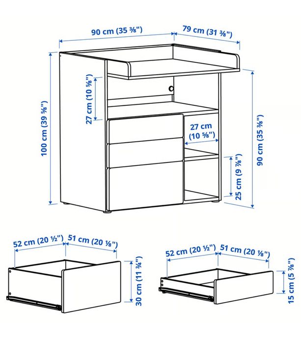 Przewijak SMASTAD komoda, biurko