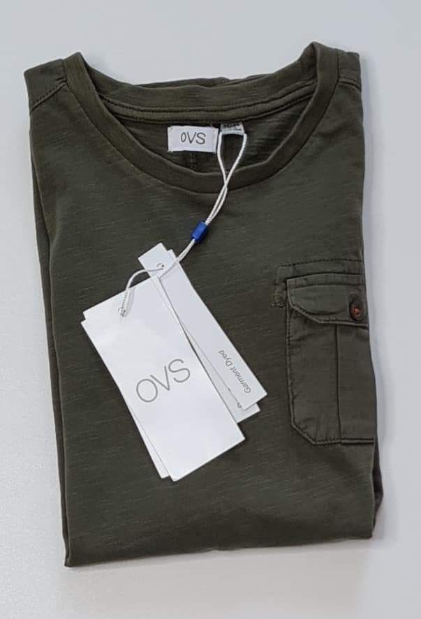 Koszulka T-shirt khaki OVS kieszonka 128cm 7/8lat