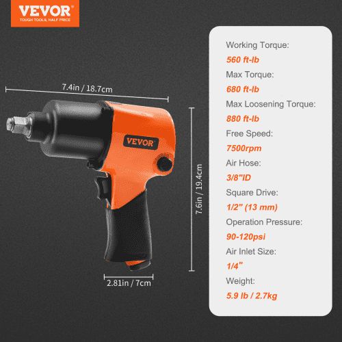 Chave de impacto  ar comprimido torque de afrouxamento máximo 1193 Nm