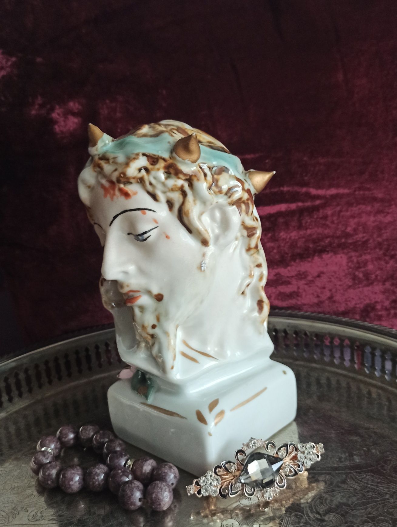 Figurka porcelanowa Jezus popiersie Jezusa vintage