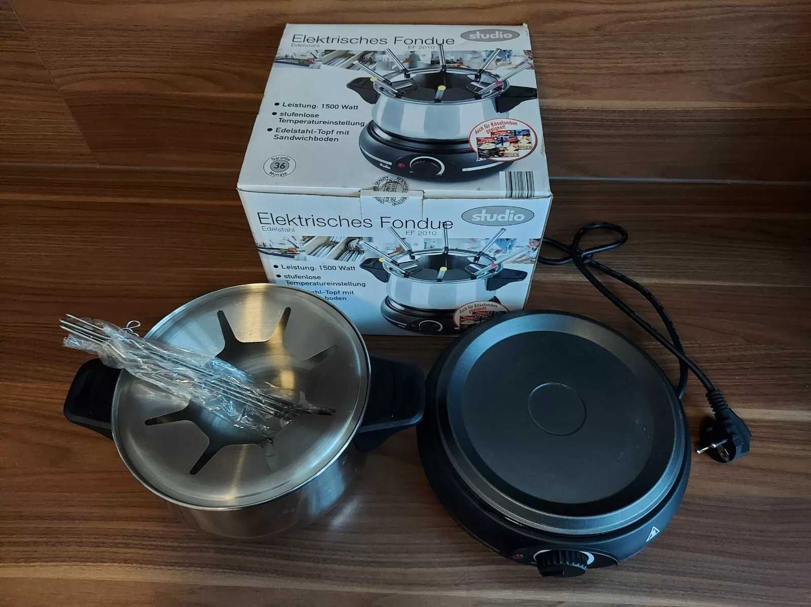 Nowy Elektryczny Zestaw do Fondue Stal Nierdzewna 1500W 8 widelców W-a