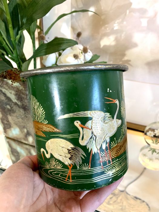 Metalowa Puszka Unikat pudełko Ptaki Bociany pojemnik