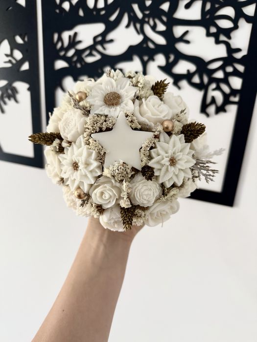 Świąteczny flower box stroik prezent candle box