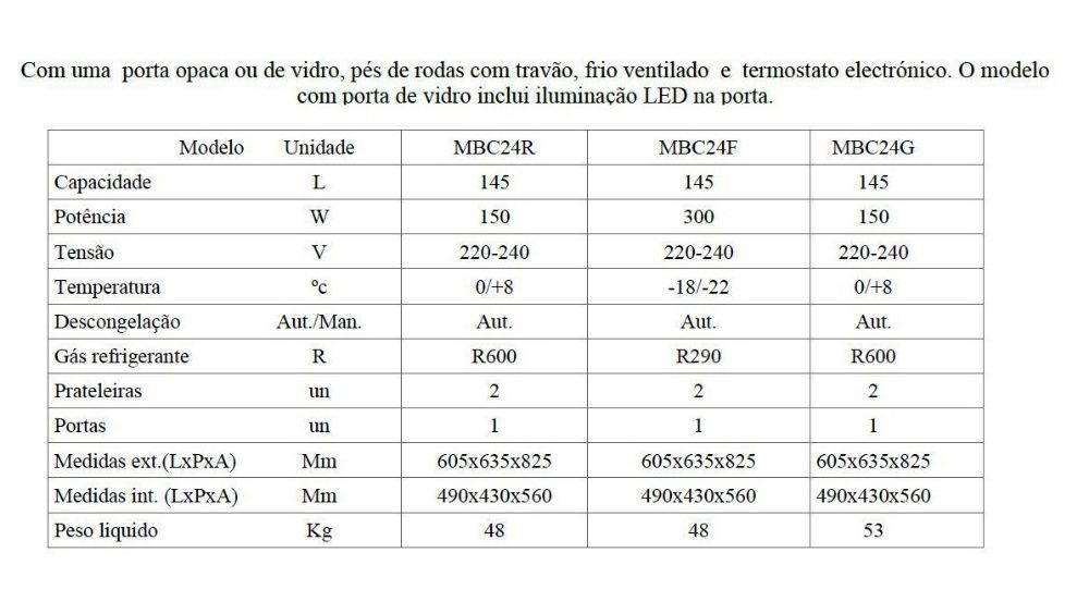 Bancada frigorifica frigorífico bar