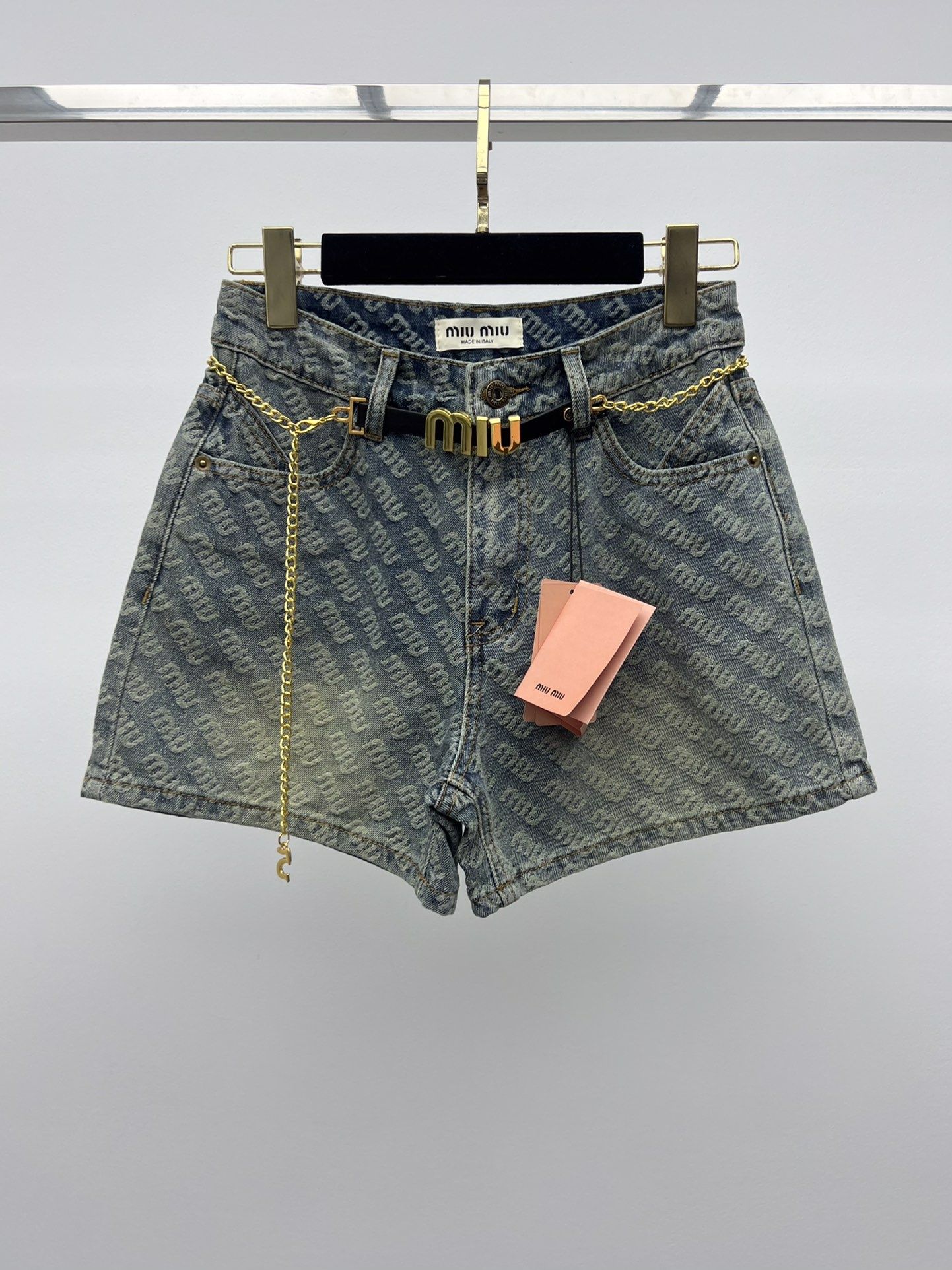 MIU MIU® Luksusowe spodenki jeansowe spodnie szorty dżins