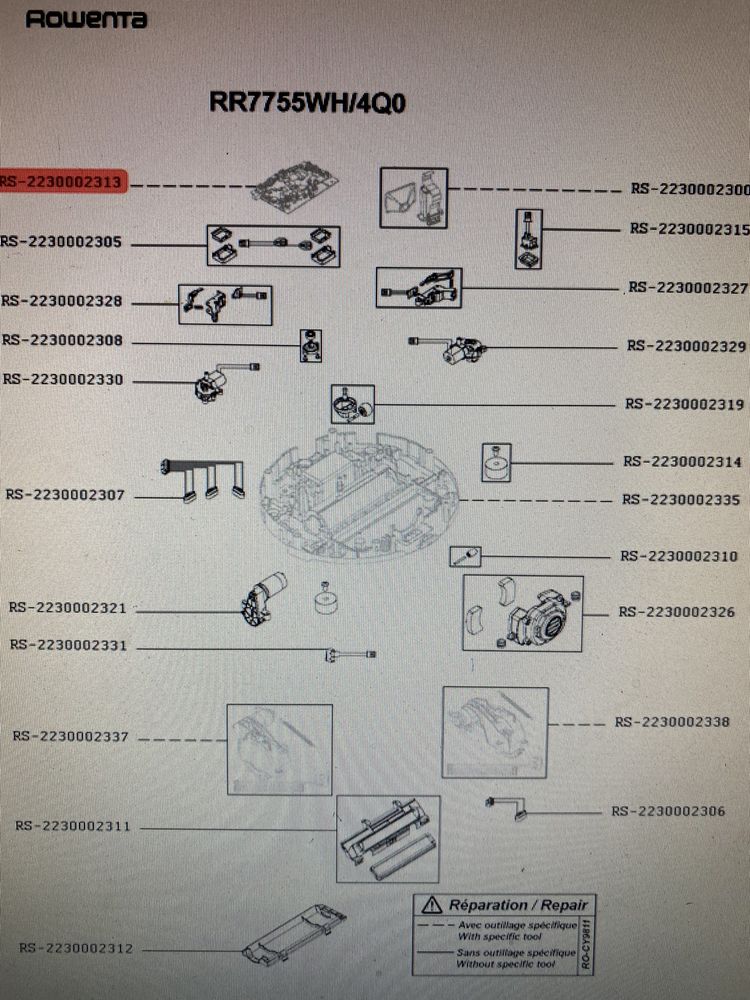 Плата управления для робота пылесоса Rowenta RS-2230002313,RR7747WH/4