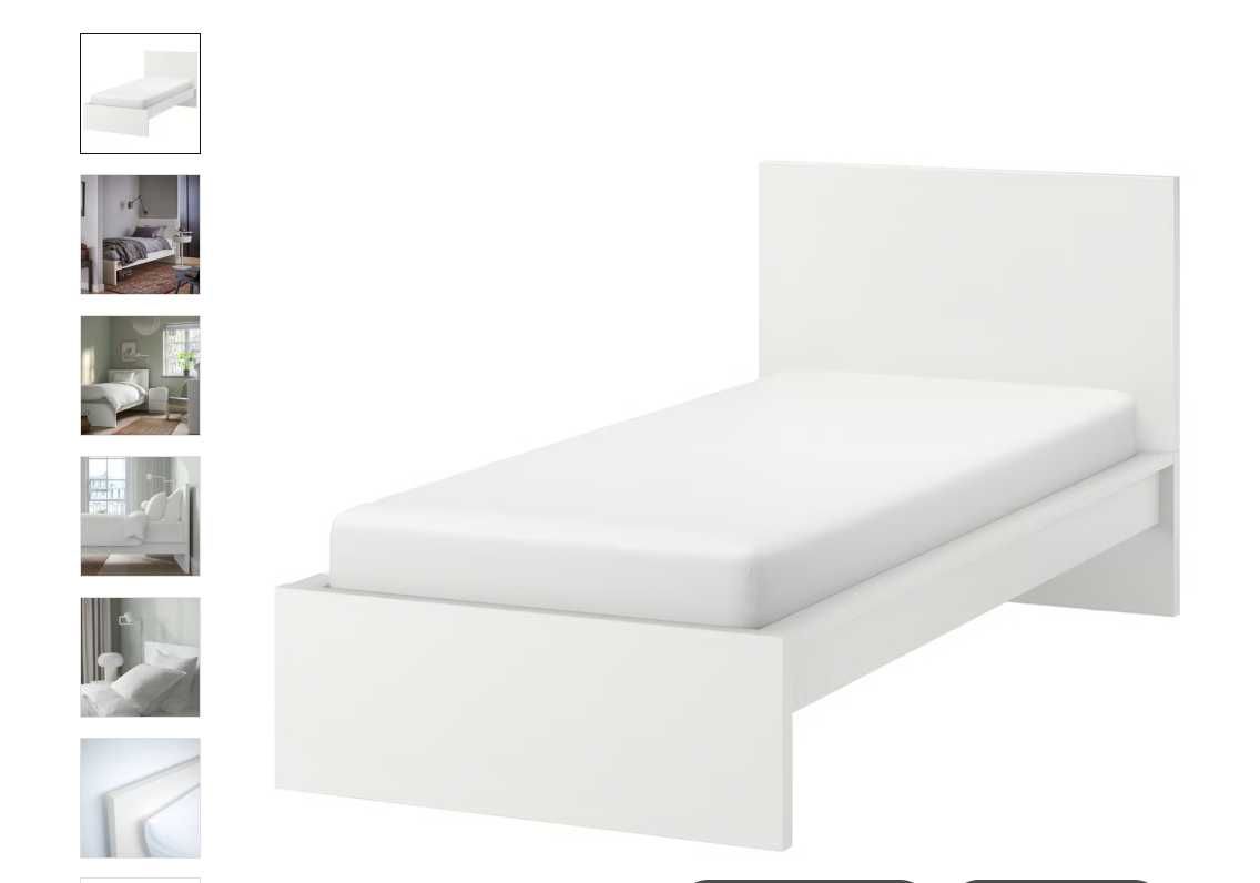 Duas camas individuais Malm (90x200) com colchão e estrado incluídos