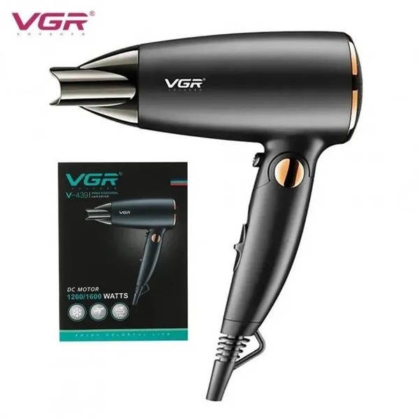 Профессиональный фен для волос VGR V-439 1600 Вт со складной ручкой