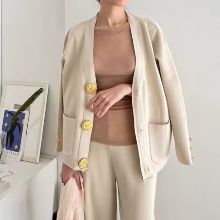 Вʼязаний костюм кардиган зі штанами s