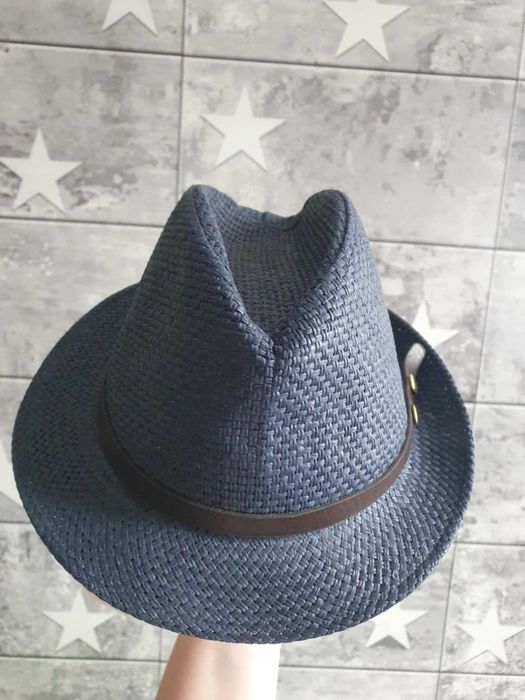 Granatowy kapelusz fedora damski