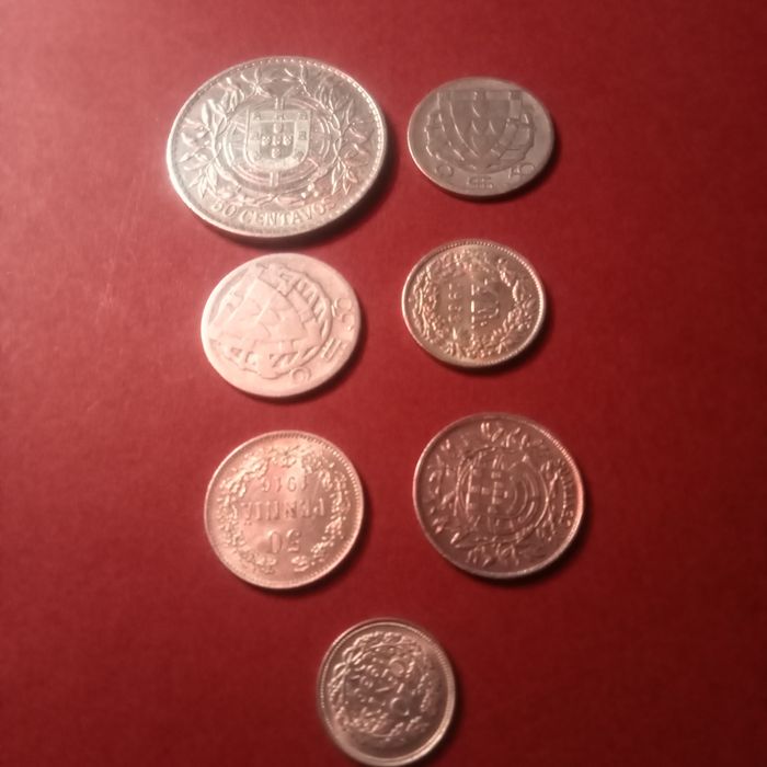 conjunto de 7 moedas em prata