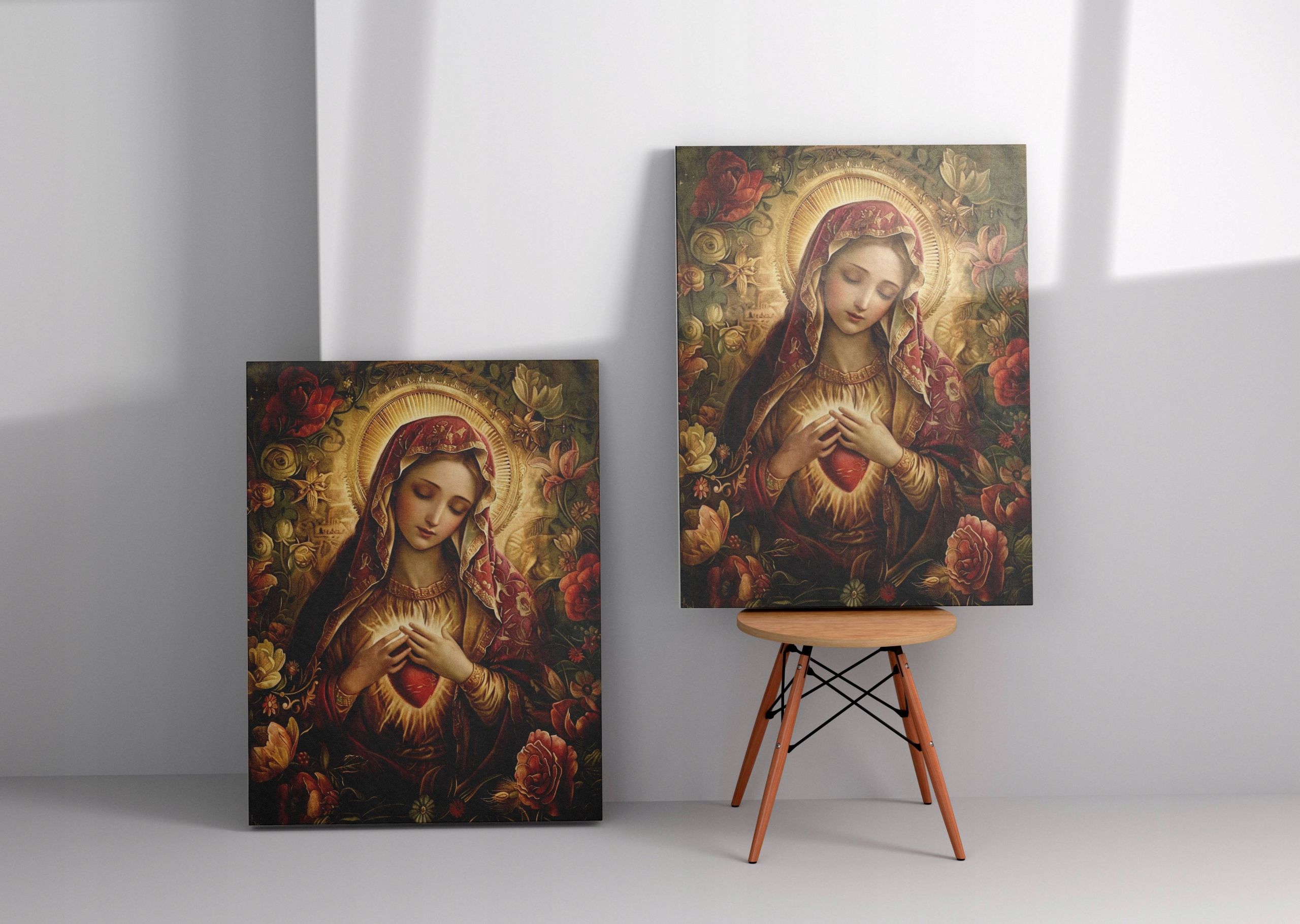 Obraz na płótnie "Serce Matki Bożej" 45x60 cm - sztuka sakralna