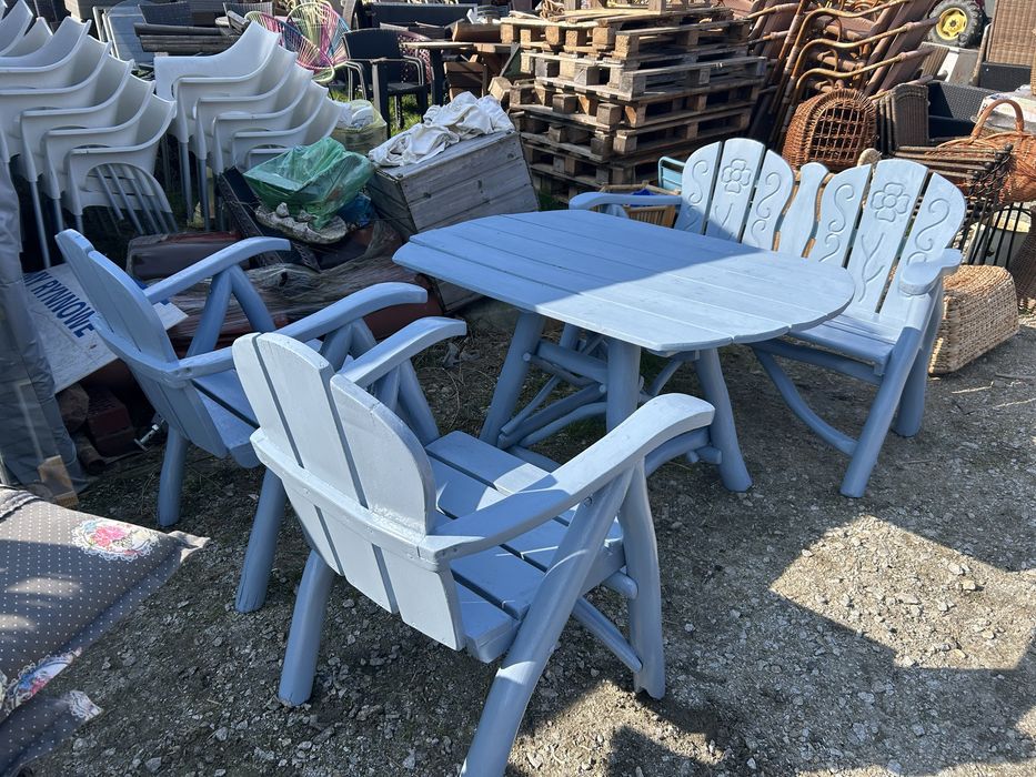 Zestaw komplet debowy z krzywymi nogami