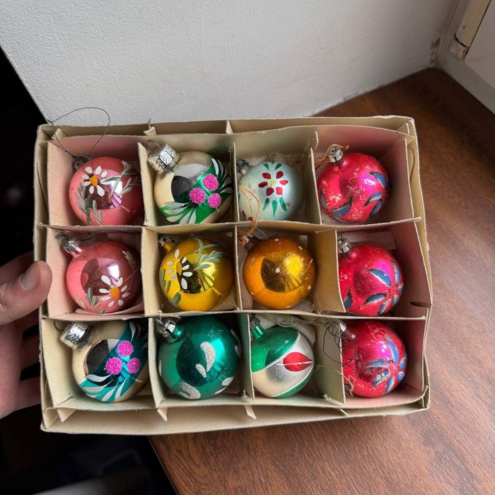 Bombki choinkowe PRL Ręcznie malowane