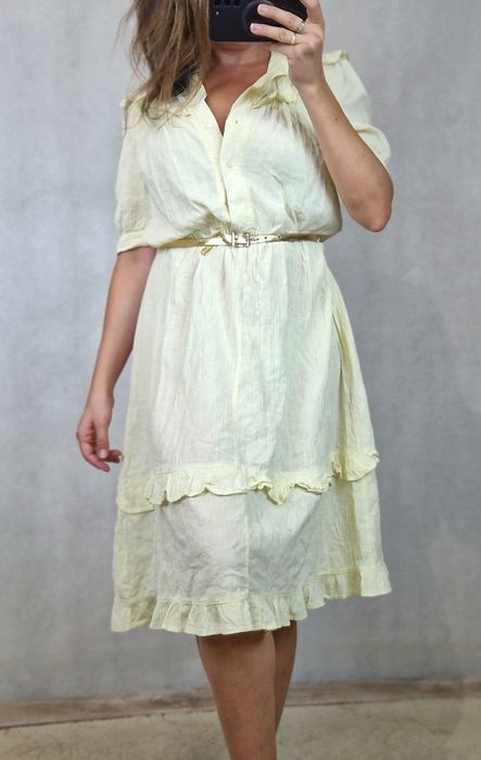 Sukienka muślinowa M/L. Cytrynowa , długa