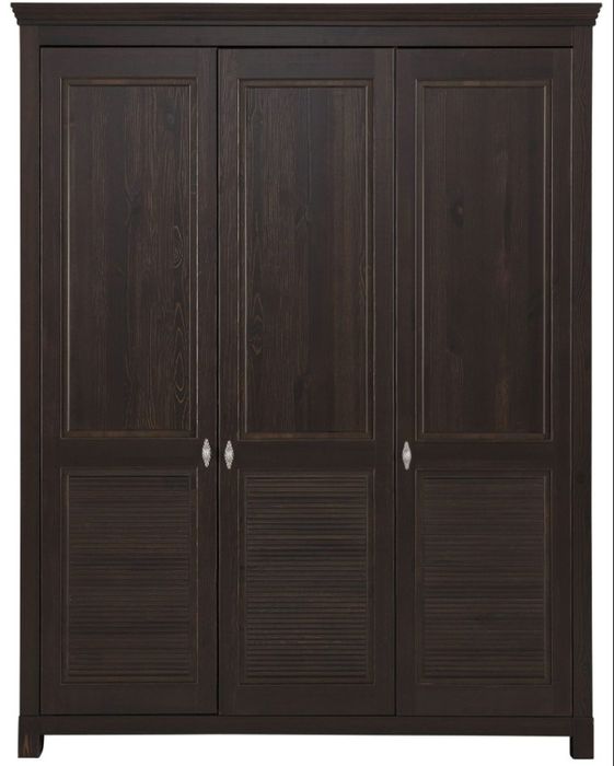 Drewniana sosnowa szafa z frezowaniem 160x195 cm - czarnobrąz (wenge)