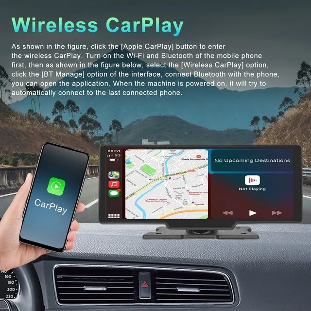 Rádio portátil 10,26 polegadas android auto e Carplay Bluetooth NOVO