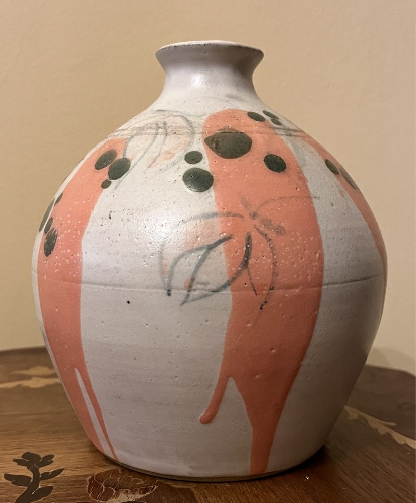 Piękny ceramiczny sygnowany wazon - bulwa
