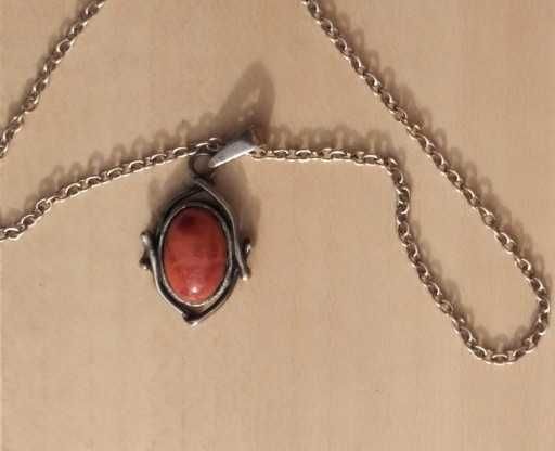 Łańcuszek (srebro 800 / 3) wisiorek 925 koral koralowiec