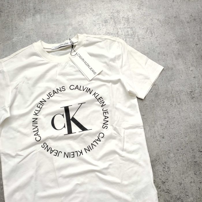 MĘSKA Elegancka Koszulka PREMIUM Biała NOWA Metka Calvin Klein CK logo