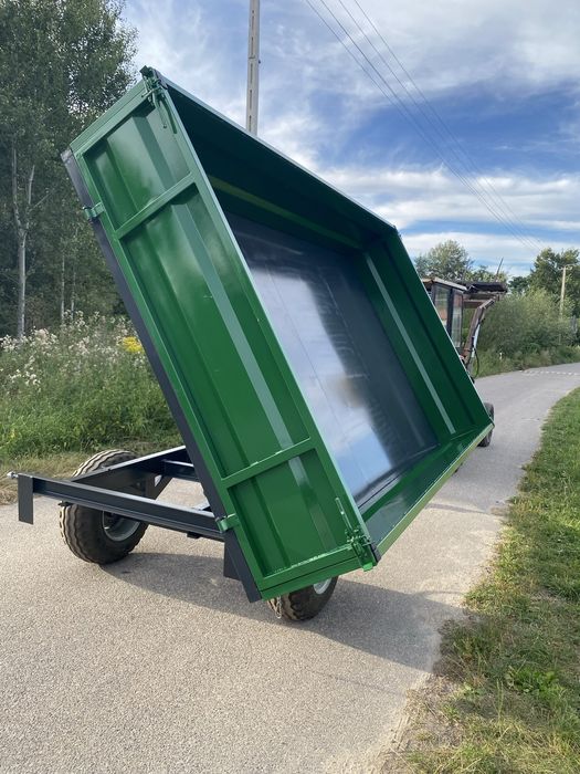 Przyczepa wywrotka jednoosiowa przyczepa dwukółka kiper 3 strony