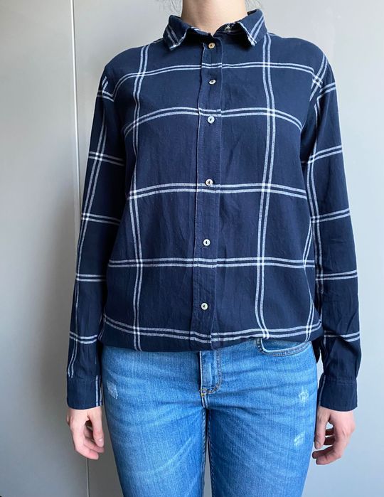 H&M granatowa koszula w kratkę 34 XS