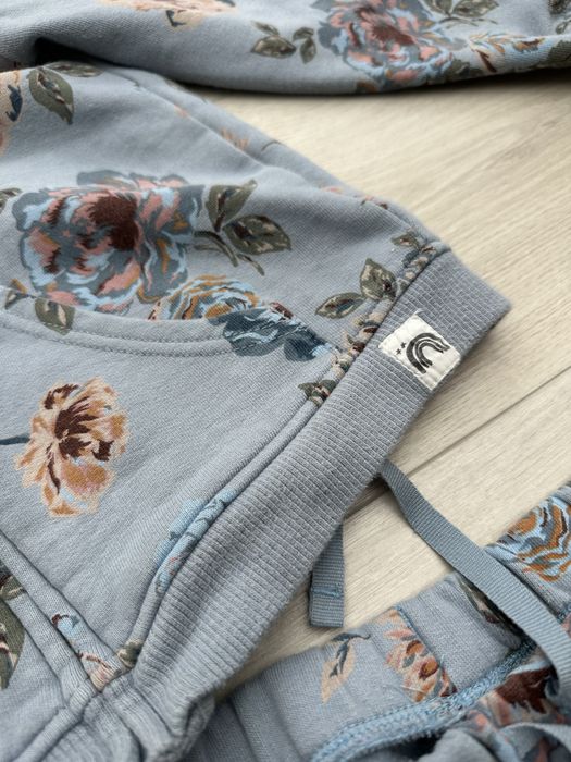 dres NEXT w kwiaty bluza z kapturem spodnie dresowe